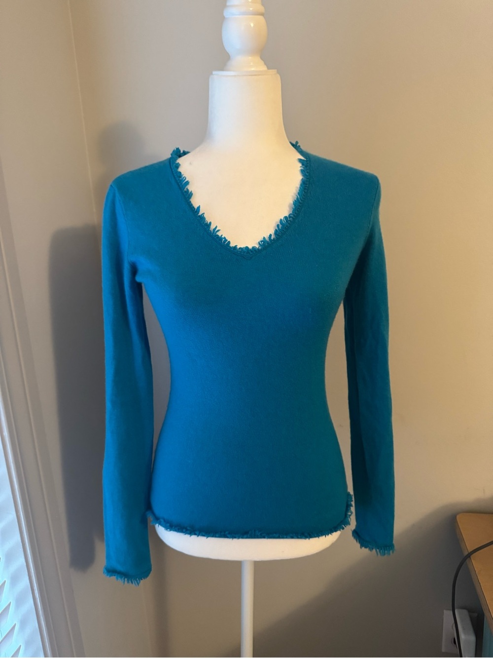 100% Cashmere MAGASCHONI Teal V‑Neck Sweater